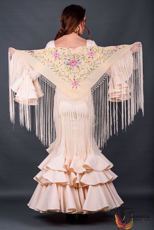 Mantoncillo Florencia - Bordado tonos Rosas Beige