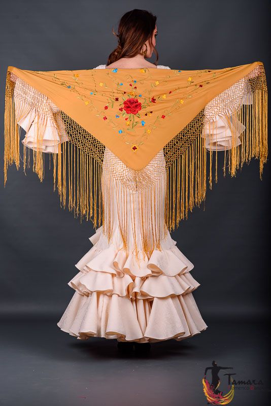 Manton Roma - Bordado multicolor rojo Mostaza