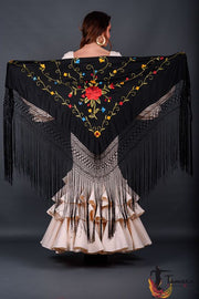 Manton Roma - Bordado multicolor rojo