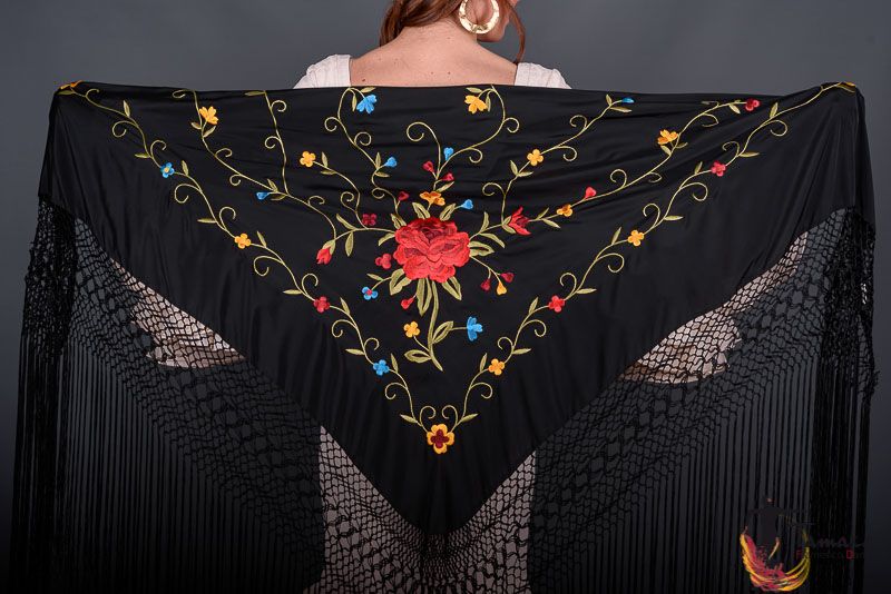 Manton Roma - Bordado multicolor rojo