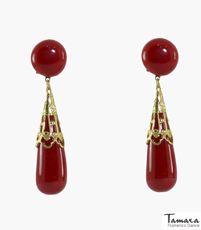 Pendiente Flamenco - Coral labrado