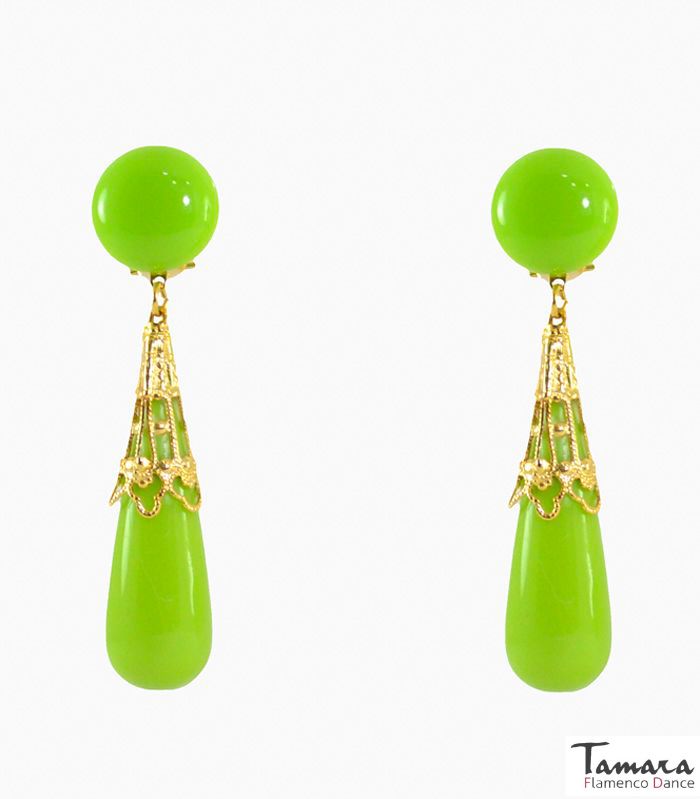 Pendiente Flamenco - Coral labrado Pistacho