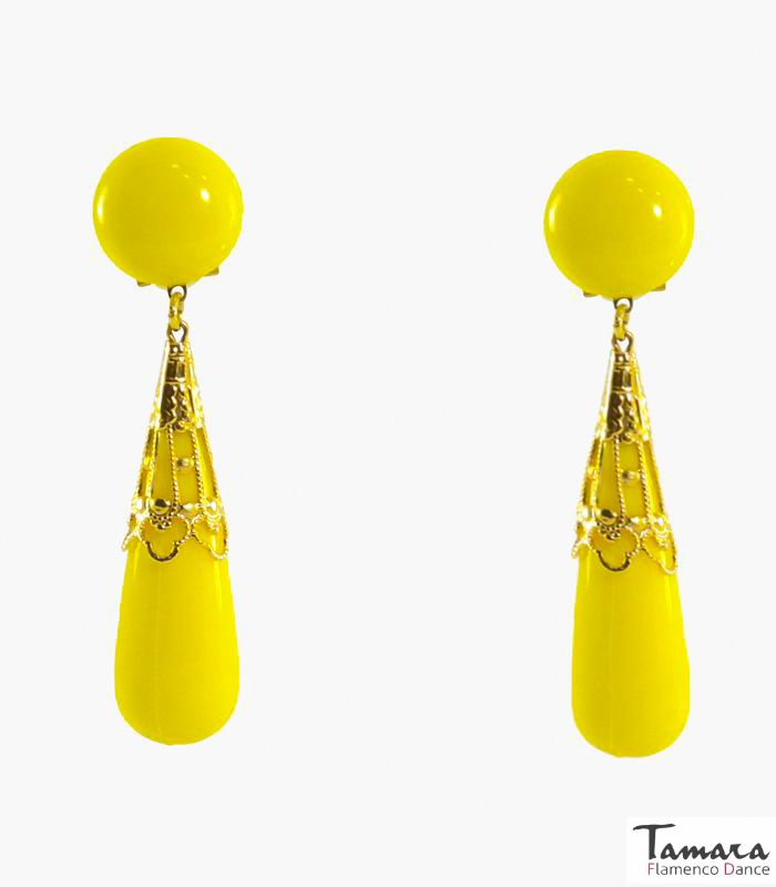 Pendiente Flamenco - Coral labrado Amarillo