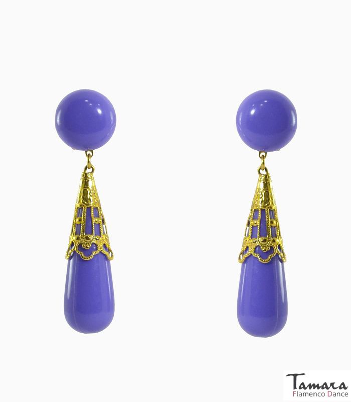 Pendiente Flamenco - Coral labrado Malva