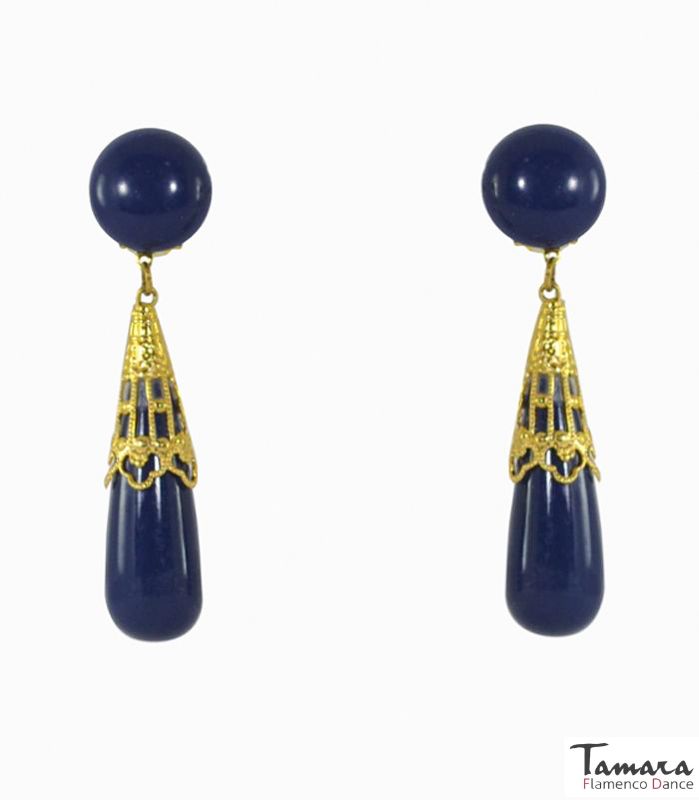 Pendiente Flamenco - Coral labrado Azul Marino