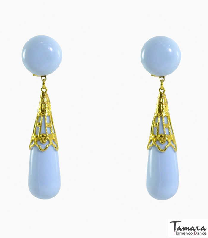 Pendiente Flamenco - Coral labrado Celeste Bebe