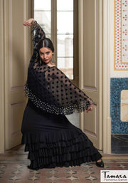Falda flamenco Monica - Punto elástico Negro