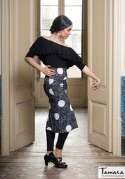 Falda flamenco Bengala Estampada - Punto elástico Estampado lunar blanco