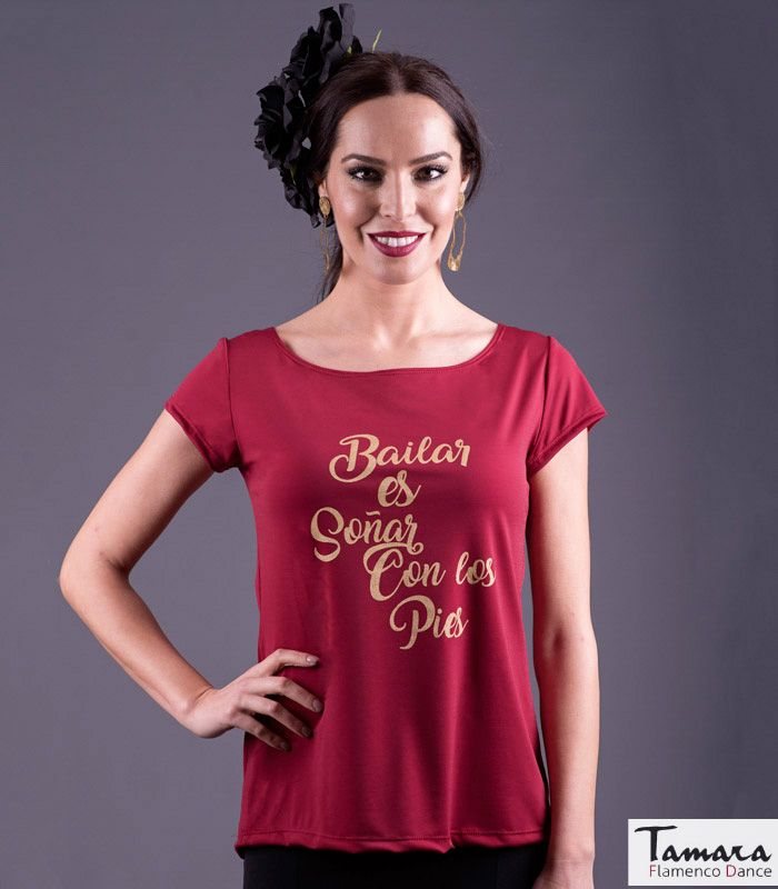 Camiseta flamenca Bailar es soñar - Oro