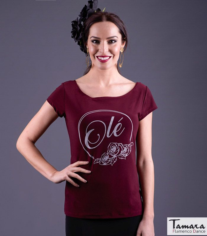Camiseta flamenca Olé - Plata Negro