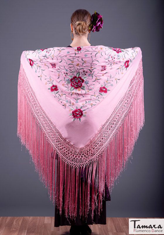 Manton de Manila Primaveral - Multicolor Fuxia/Burdeos