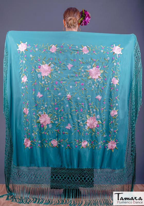 Manton de Manila Primaveral - Bordado Tonos rosas