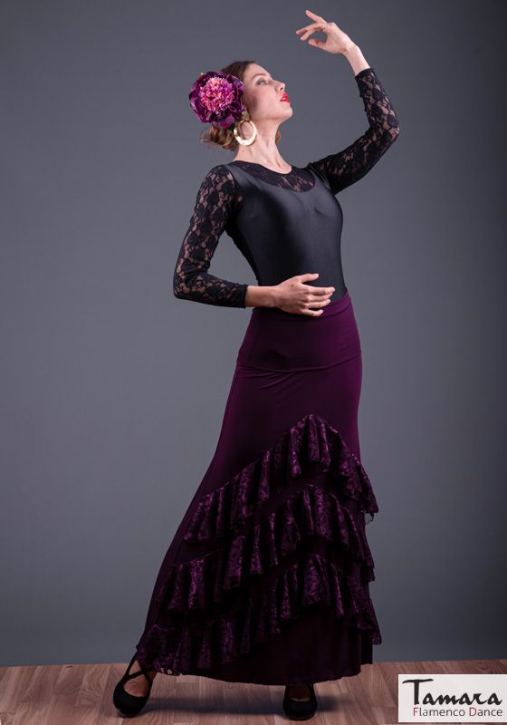 Falda flamenco flamenco Saray - Punto elastico y encaje