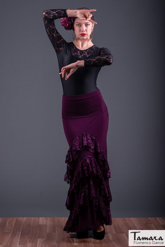 Falda flamenco flamenco Saray - Punto elastico y encaje