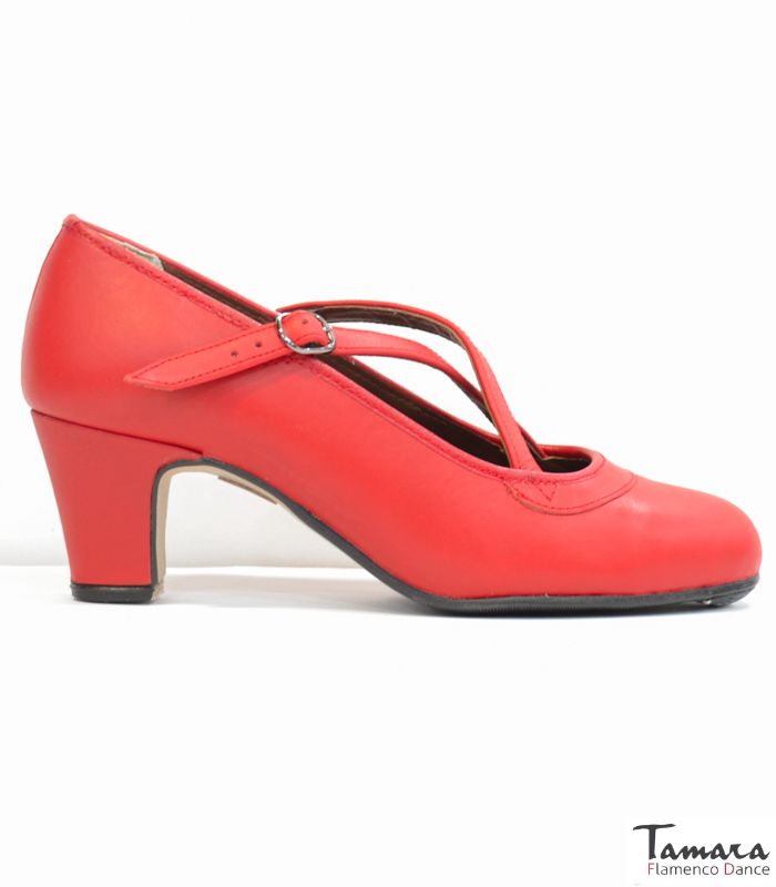 Zapatos de flamenco Semiprofesional Superior TAMARA - Piel Cruzado Rojo