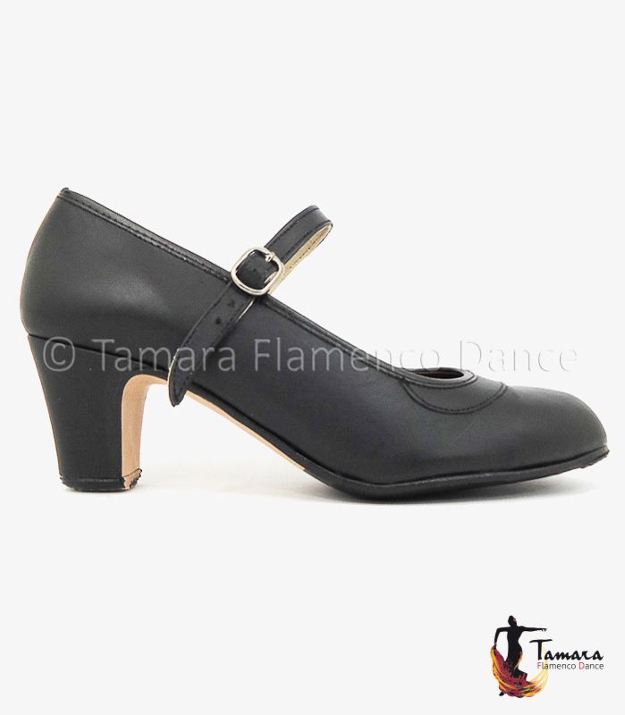 Zapatos de flamenco Semiprofesional Superior TAMARA - Correa Vegano Negro