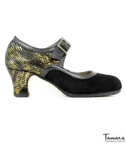 Zapatos de flamenco Saeta 38 Negro Ante y Serpiente