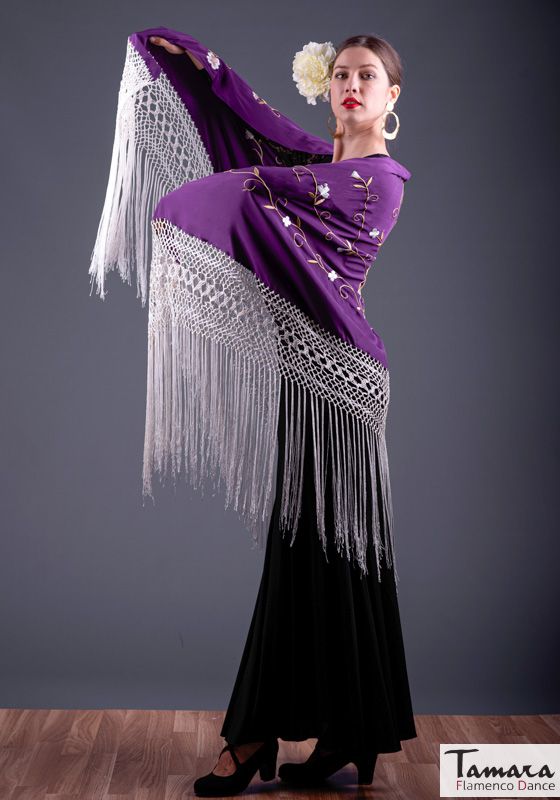 Manton Roma Fleco Marfil - Bordado Tierra y oro