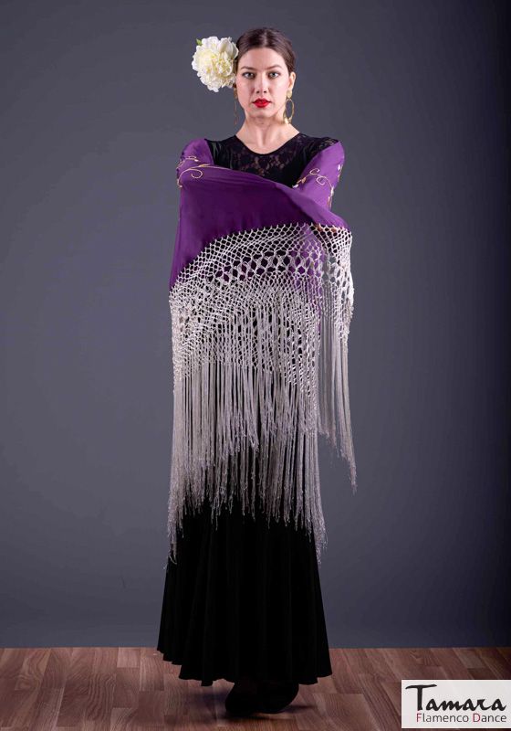 Manton Roma Fleco Marfil - Bordado Tierra y oro