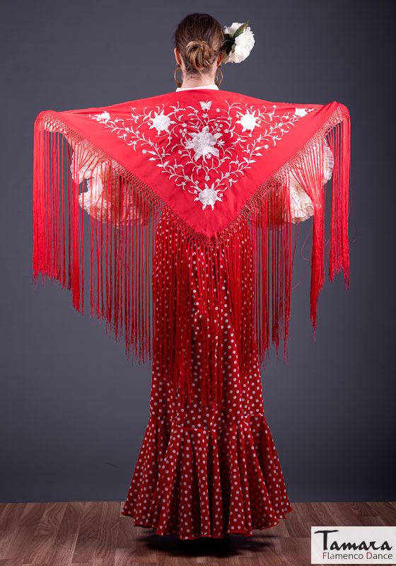 Mantoncillo Florencia - Bordado Blanco Rojo