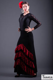 Falda flamenco flamenco Saray - Punto elastico y encaje