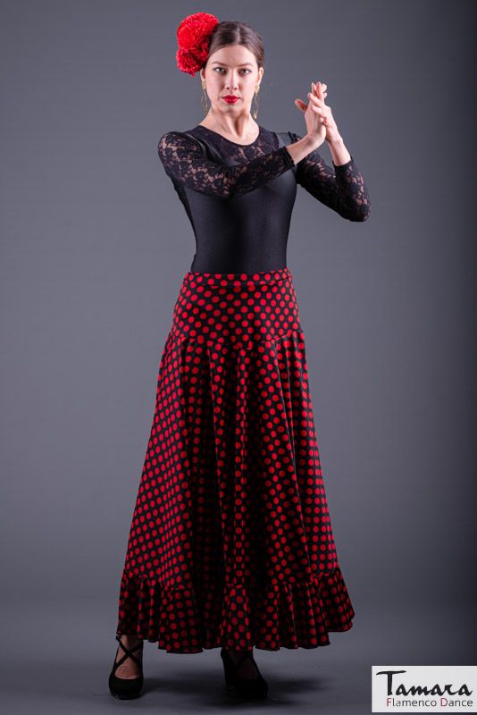 Falda flamenco Sevillana Lunares - Punto Negro lunares rojos