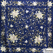 Manton de Manila Primaveral Fleco beige - Bordado Tonos tierra y oro