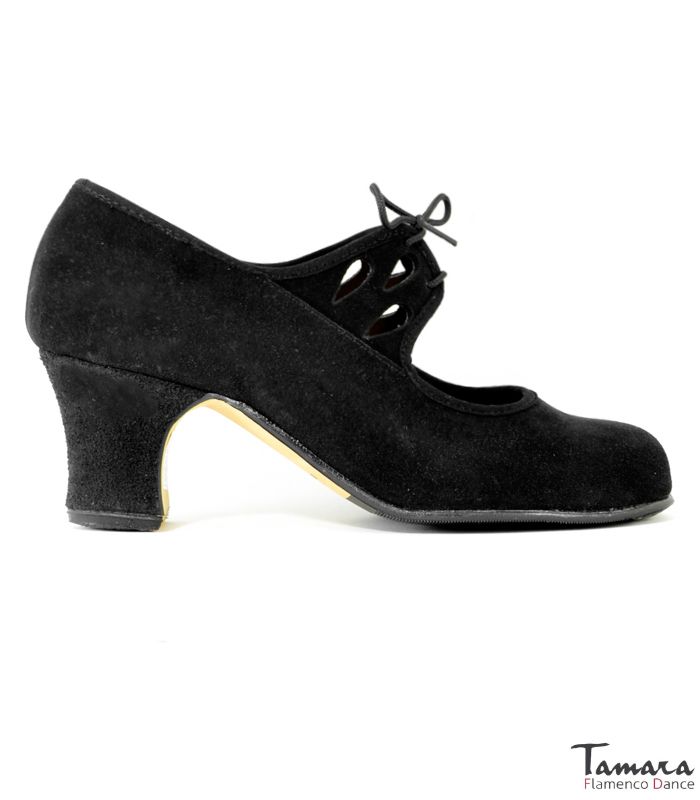 Zapatos de flamenco Semiprofesional Superior TAMARA - Ante Calado Negro