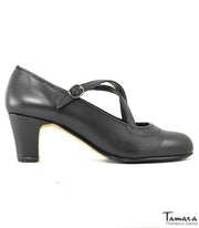 Zapatos de flamenco Semiprofesional Superior TAMARA - Piel Cruzado Negro