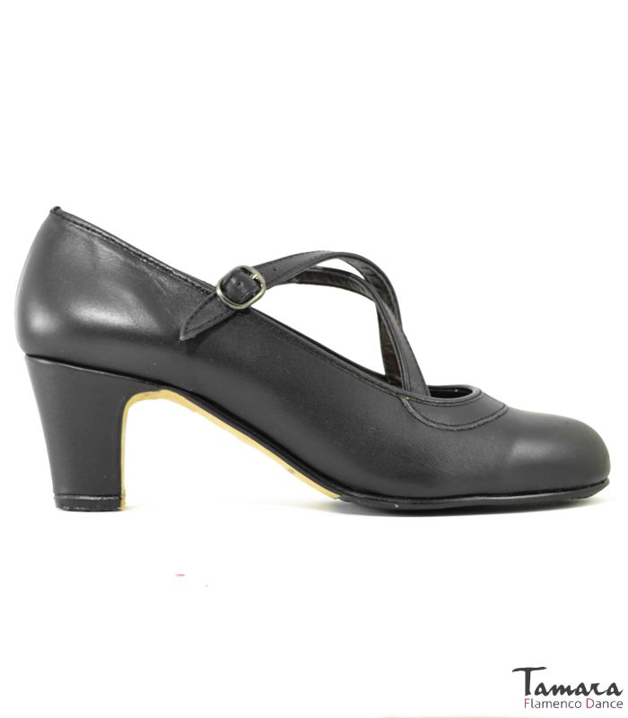 Zapatos de flamenco Semiprofesional Superior TAMARA - Piel Cruzado Negro