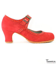 Zapatos de flamenco Triana Rojo ante/serpiente carrete 6 cm Rojo
