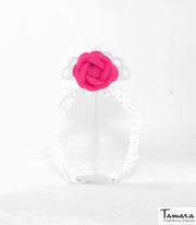 Diadema flamenca infantil con flor Fuxia