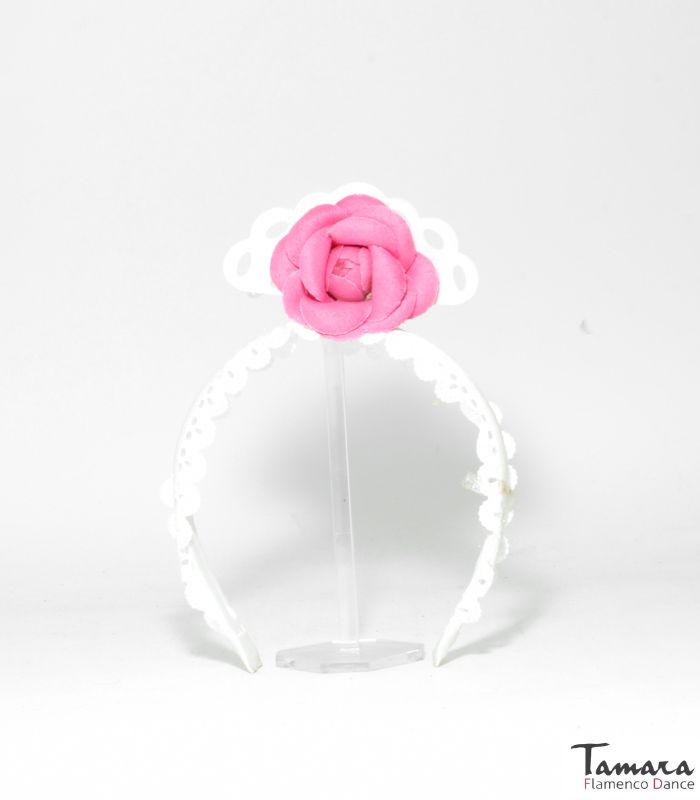 Diadema flamenca infantil con flor Rosa