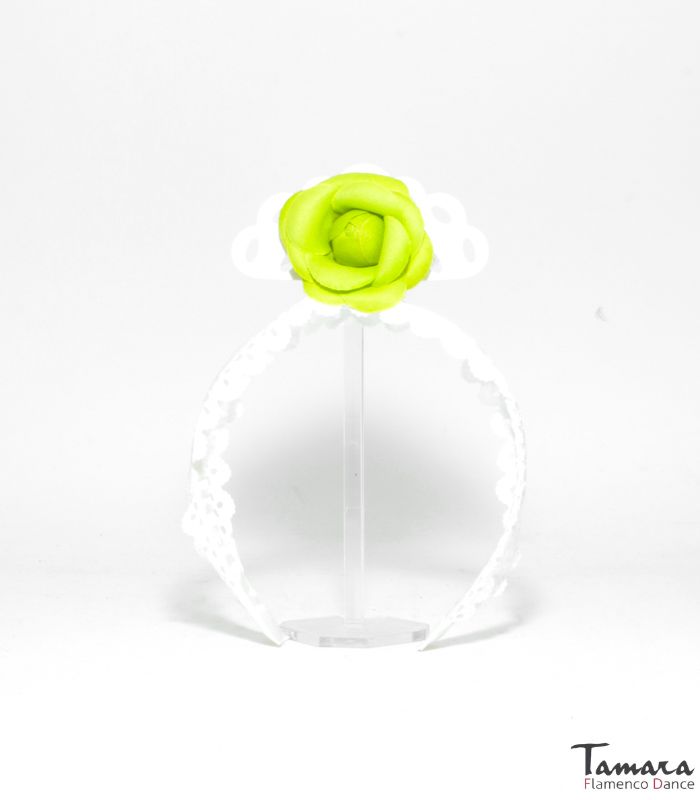 Diadema flamenca infantil con flor Pistacho