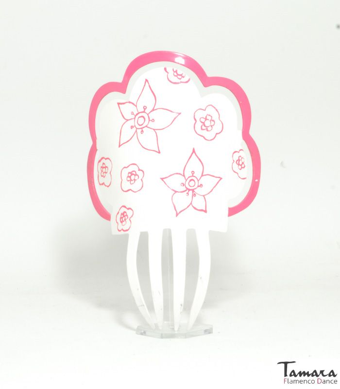 Peina Pintada a mano Flores - Acetato 19 cm Fuxia