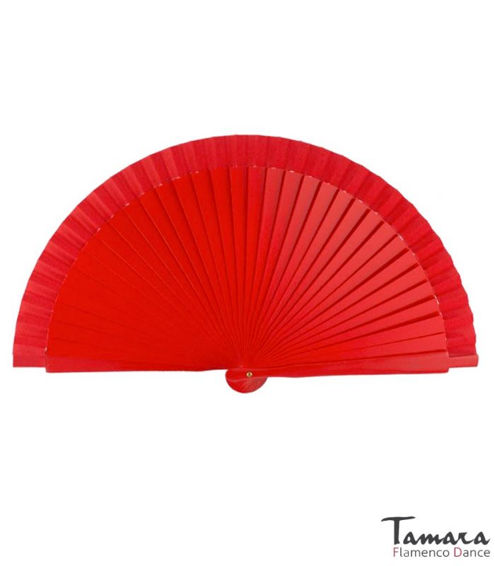 Abanico flamenco (19 cm) - Lunares blancos pintado a mano Rojo