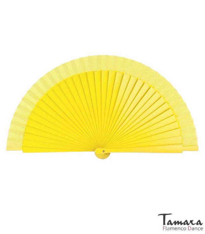 Abanico flamenco (19 cm) - Lunares blancos pintado a mano Amarillo