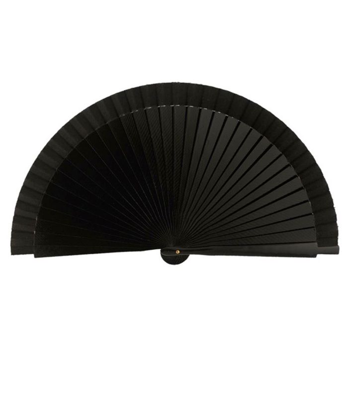 Abanico flamenco (19 cm) - Lunares negros pintado a mano Negro