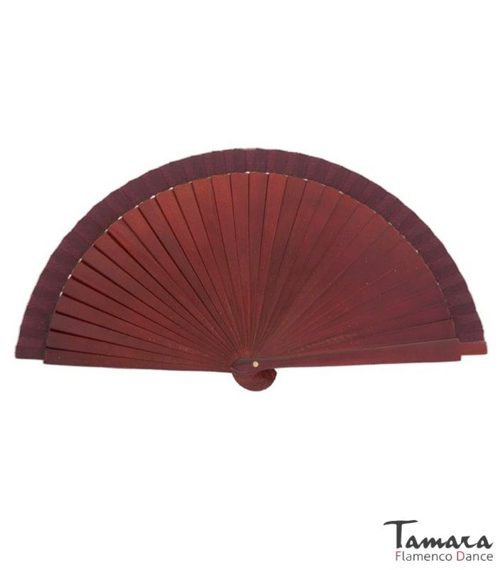 Abanico flamenco (19 cm) - Lunares negros pintado a mano Burdeos