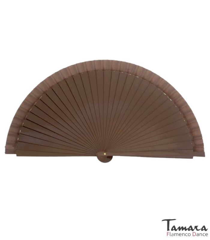 Abanico flamenco (19 cm) - Lunares negros pintado a mano Marron