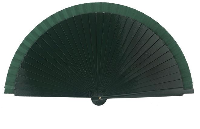Abanico flamenco (19 cm) - Lunares rojos pintado a mano Verde Botella