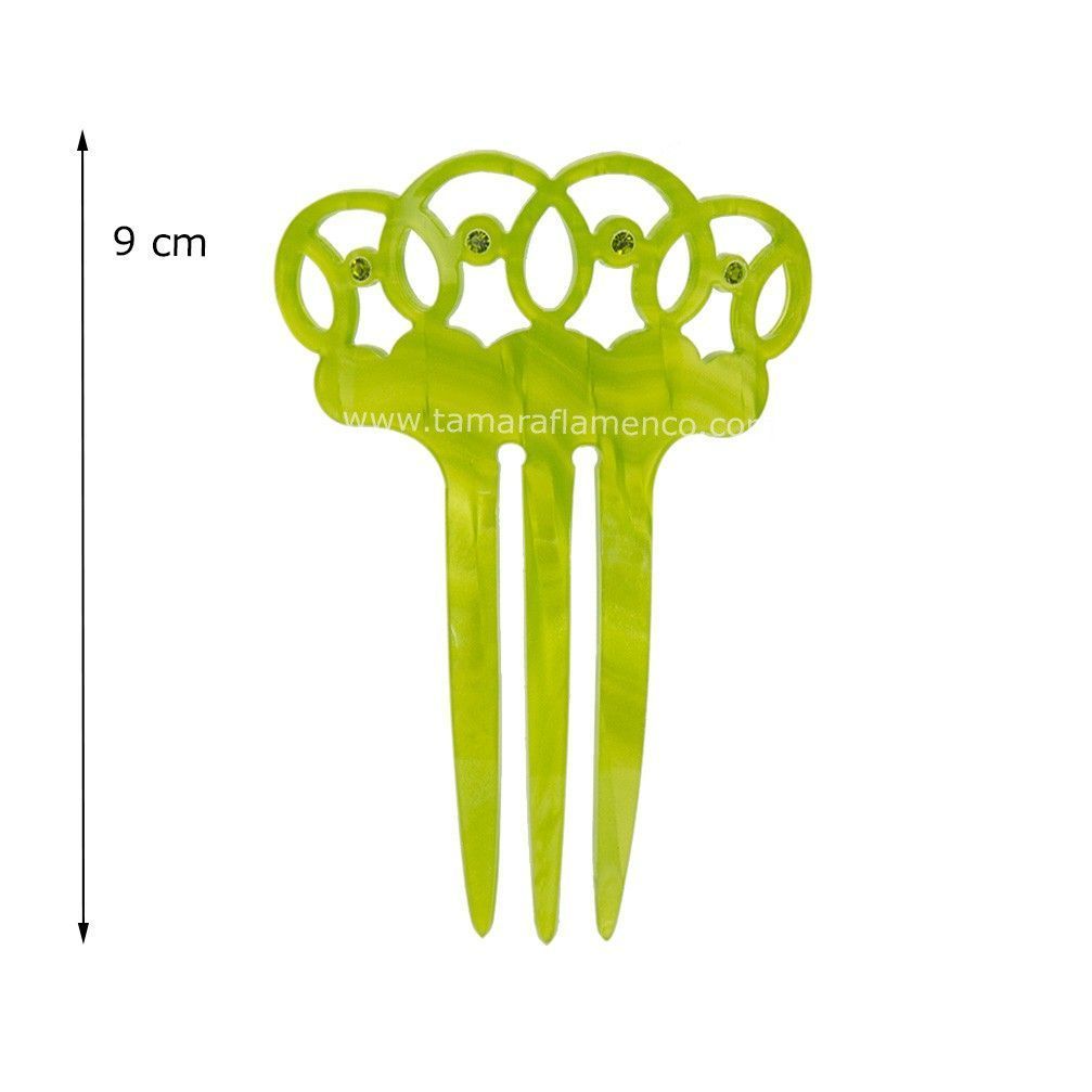 Peinecillo Hiedra - Nácar con piedras 8.5 cm