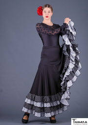Falda flamenco Cordoba Lunares - Punto y koshivo Negro lunares blancos y negros