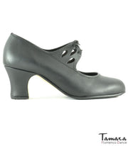 Zapatos de flamenco Semiprofesional Superior TAMARA - Piel Calado Negro