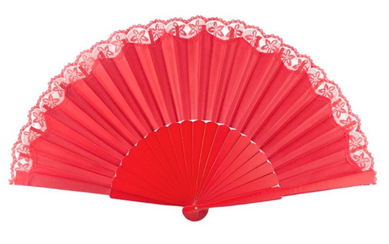 Abanico Pericón (33 cm) - Encaje Rojo