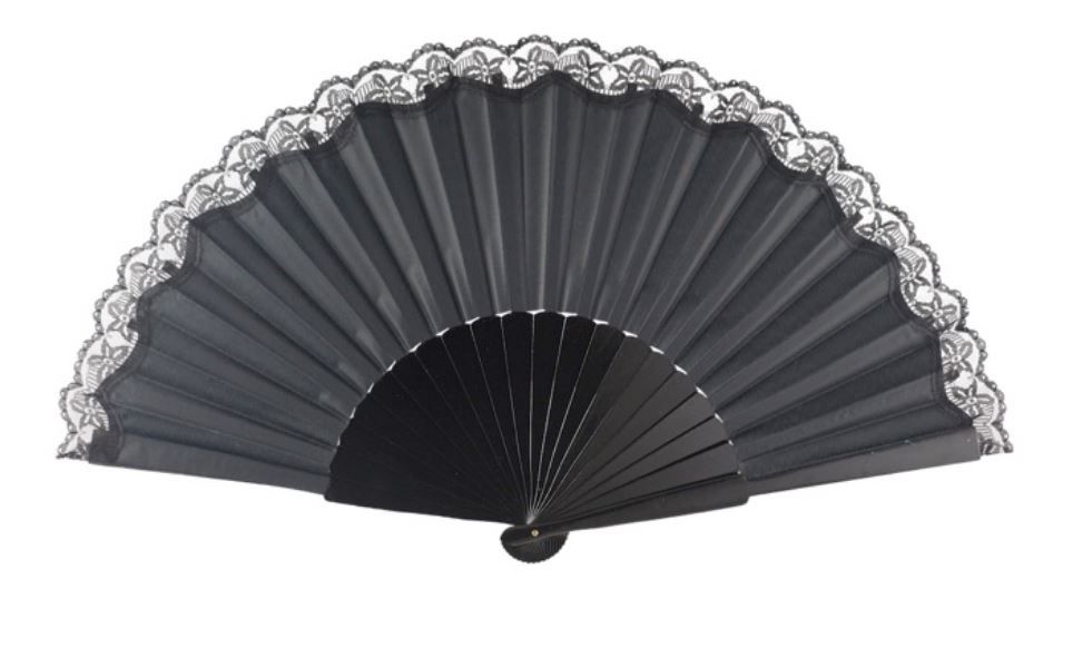 Abanico Pericón (33 cm) - Encaje Negro