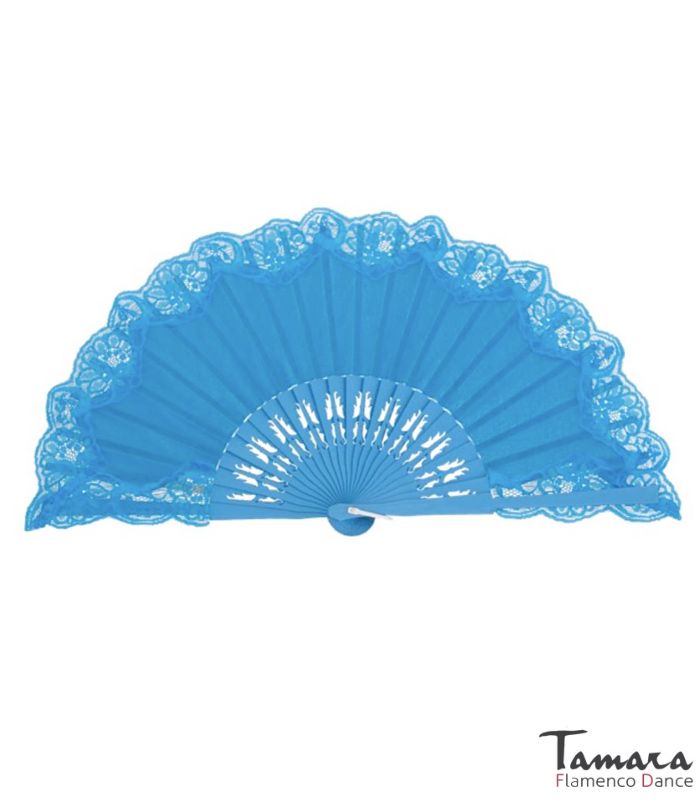 Abanico Pericón (23cm) - Encaje Turquesa