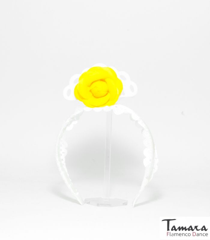 Diadema flamenca infantil con flor Amarillo