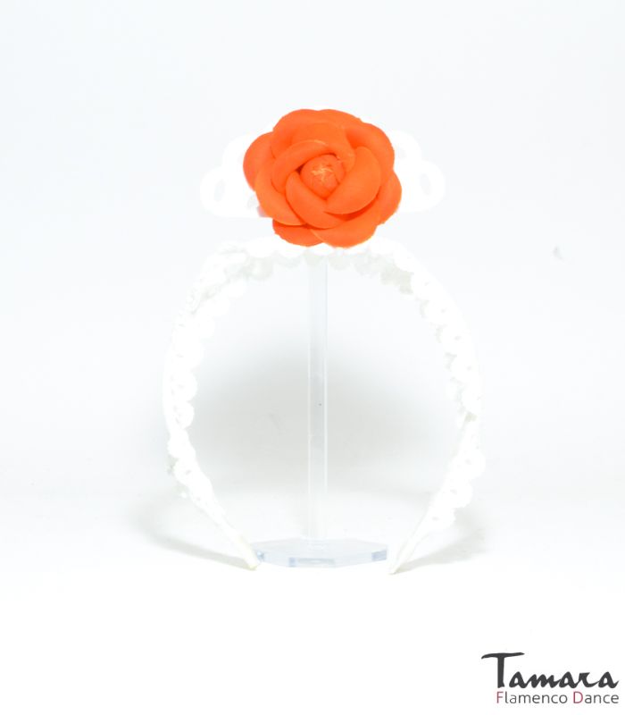Diadema flamenca infantil con flor Naranja