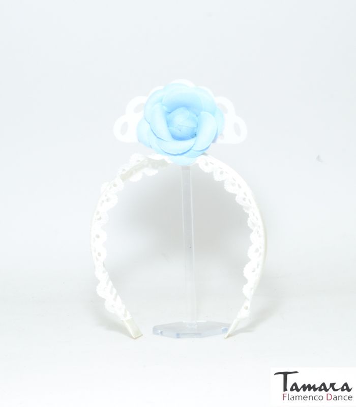 Diadema flamenca infantil con flor Celeste Bebe